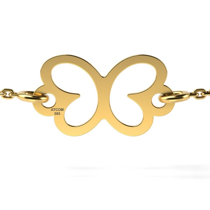 Bratara cu lantisor din aur model Butterfly, Galben, 12 mm