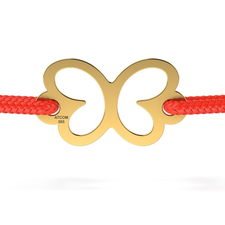 Bratara din aur model Butterfly, Galben, 12 mm