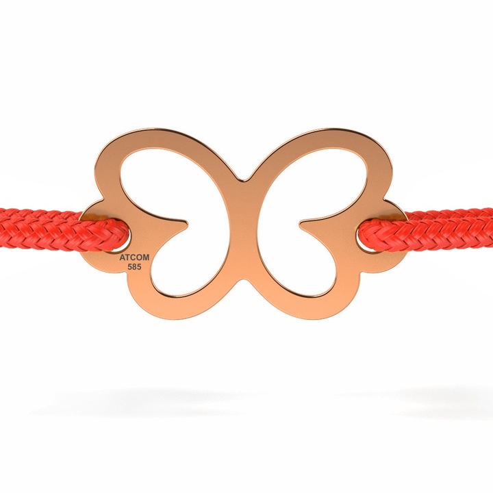 Bratara din aur model Butterfly, Roz, 12 mm