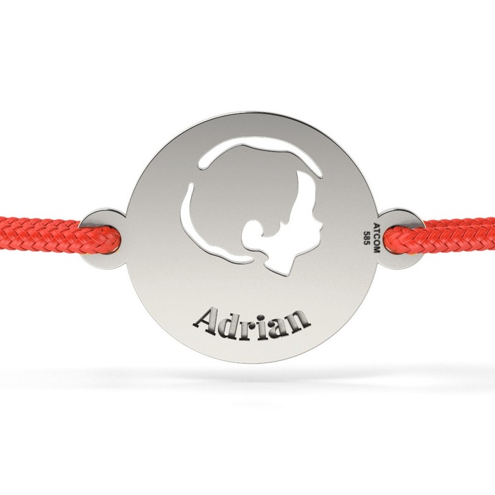 Bratara din aur alb cu snur model Chip de baietel