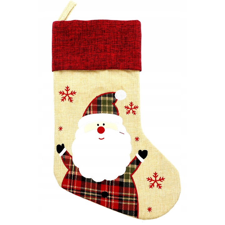 Ciorap de craciun, Mos craciun, Rosu, alb, 40.5 cm, Decoratiune pentru semineu, Cadou pentru copii, Universal