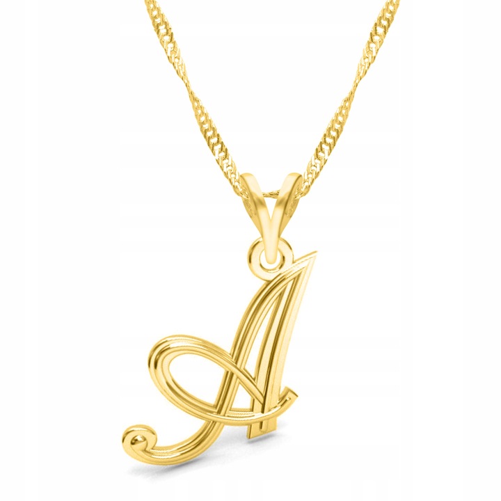 Colier Dama, Larezo, Pandantiv cu litere, Argint, argint 925 placat cu aur, Bijuterii antialergice, Lungime 45, Cutie eleganta, Latime pandantiv 1, Decor subtil, Accesoriu elegant, aur, Auriu, 45 CM