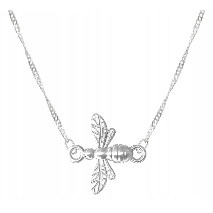 Női nyaklánc, Larezo, Méh medál, Ezüst, 100% 925 ezüst, Antiallergén ékszerek, 45 cm hosszú, Elegáns doboz, Medál szélesség 1 cm, Elegáns kiegészítő, Elegáns kiegészítő, Ezüst szín