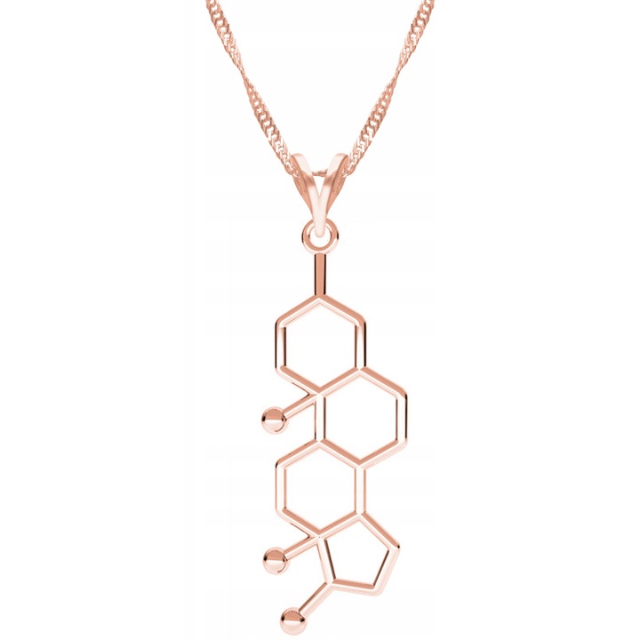 Női nyaklánc, Larezo, Kémiai ragasztott medál, Ezüst, 925 ezüst rózsaaranyozott, Antiallergén ékszerek, Hossz 45 cm, Ajándékdoboz, Medál szélesség 1 cm, Elegáns kiegészítő, Elegáns kiegészítő, Rózsaszín arany szín