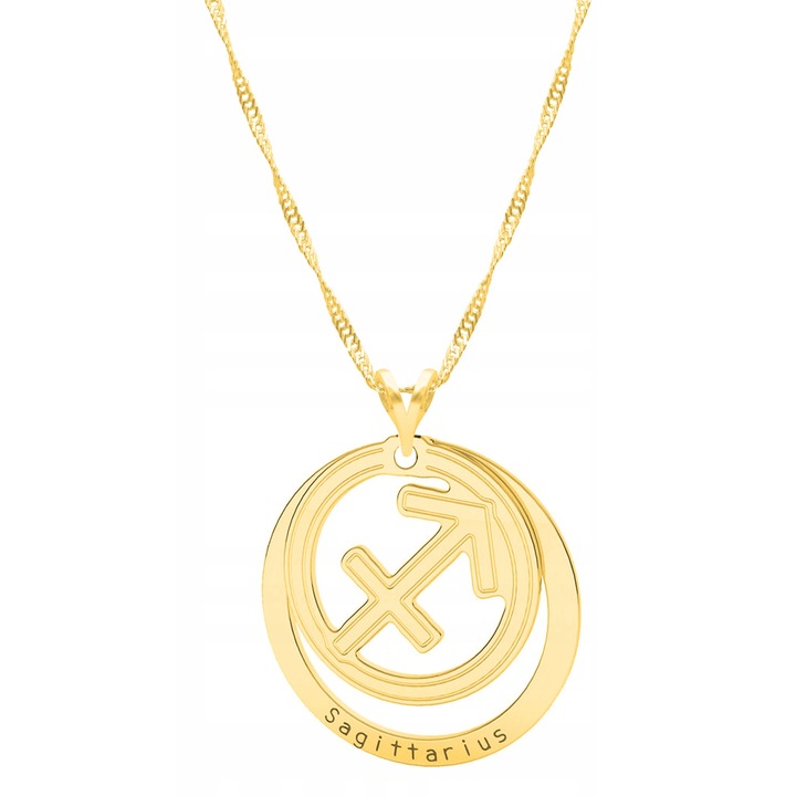 Nyaklánc nőknek, Larezo, Csillagjegy Talisman, ezüst, 100% 925 ezüst aranyozva, antiallergén ékszer, Talisman szélessége 1 cm, hosszúság 45 cm, elegáns doboz, elegáns kiegészítő, elegáns kiegészítő, arany szín