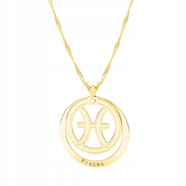 Colier Dama, Larezo, Pandantiv semn zodiacal, Argint, 100% argint 925 placat cu aur, Bijuterii antialergice, Lungime 45 cm, Cutie eleganta, Latime pandantiv 1 cm, Decor subtil, Accesoriu elegant, Ideal pentru cadou, Culoare Aur
