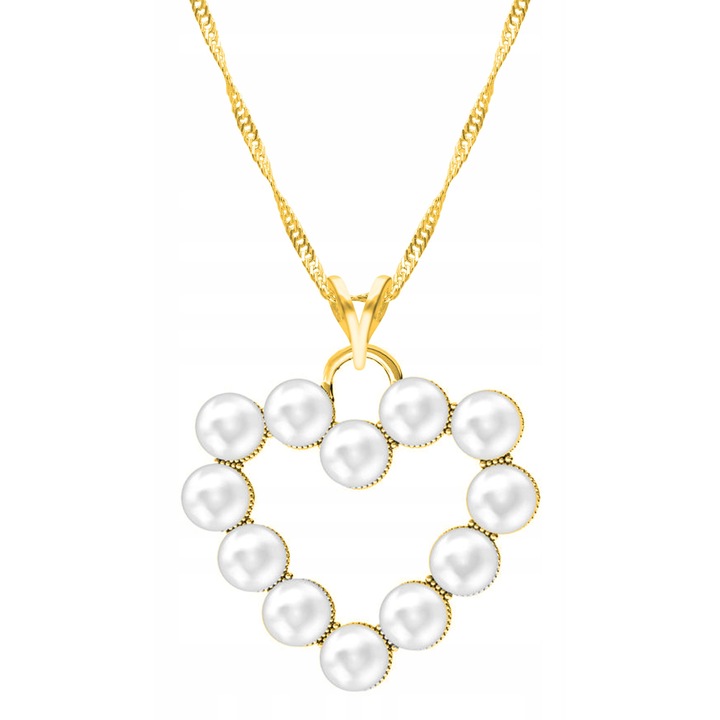 Colier Dama, Larezo, Pandantiv inima, Argint, 100% argint 925 placat cu aur, Bijuterii antialergice, Latime pandantiv 1 cm, Lungime 45 cm, Cutie eleganta, Latime pandantiv 1 cm, Accesoriu elegant, Accesoriu stilat, Culoare aur