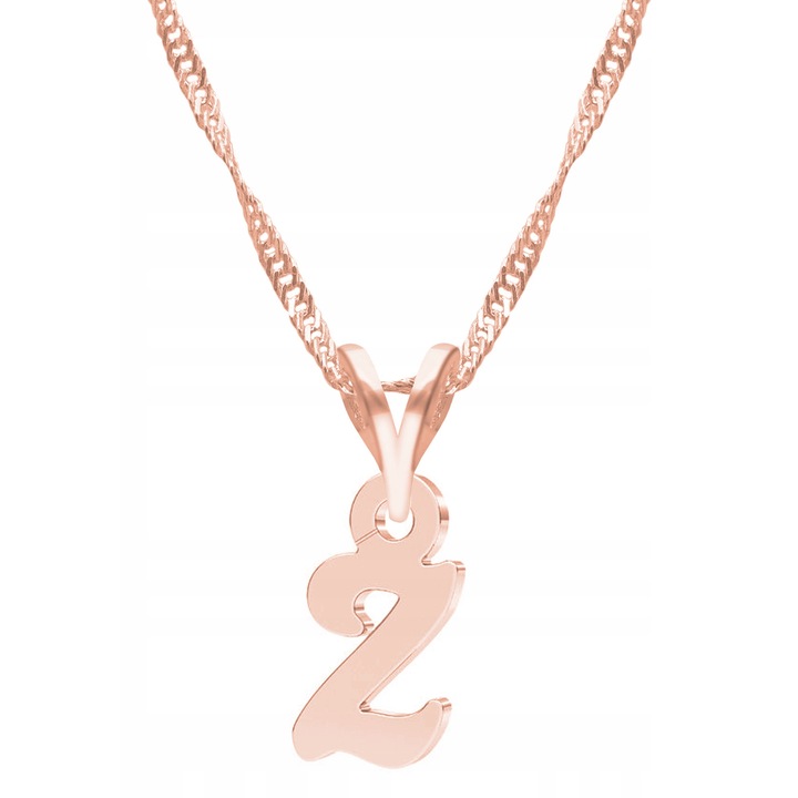 Colier Dama, Larezo, Pandantiv cu litere, Argint, 925 argint placat cu aur roz, Bijuterii antialergice, 45 cm lungime, Cutie eleganta, Latime pandantiv 1 cm, Accesoriu elegant, Accesoriu elegant, Culoare Aur roz metalizat