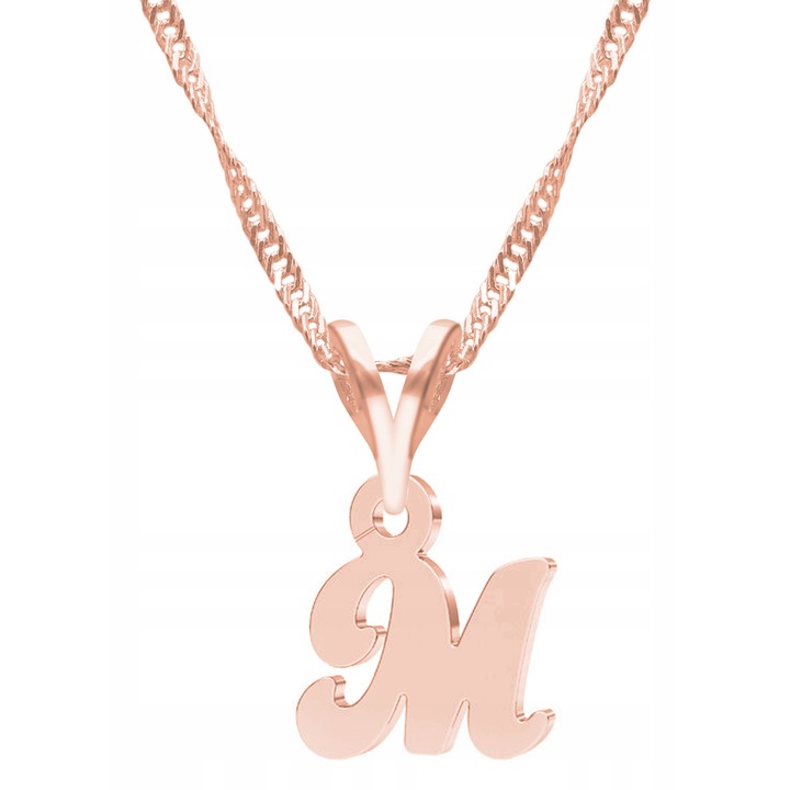 Női nyaklánc, Larezo, Betű Talisman, ezüst, 925 ezüst rózsaarany bevonattal, antiallergén ékszer, 45 cm hosszú, elegáns doboz, elegáns kiegészítő, fémes rózsaarany szín