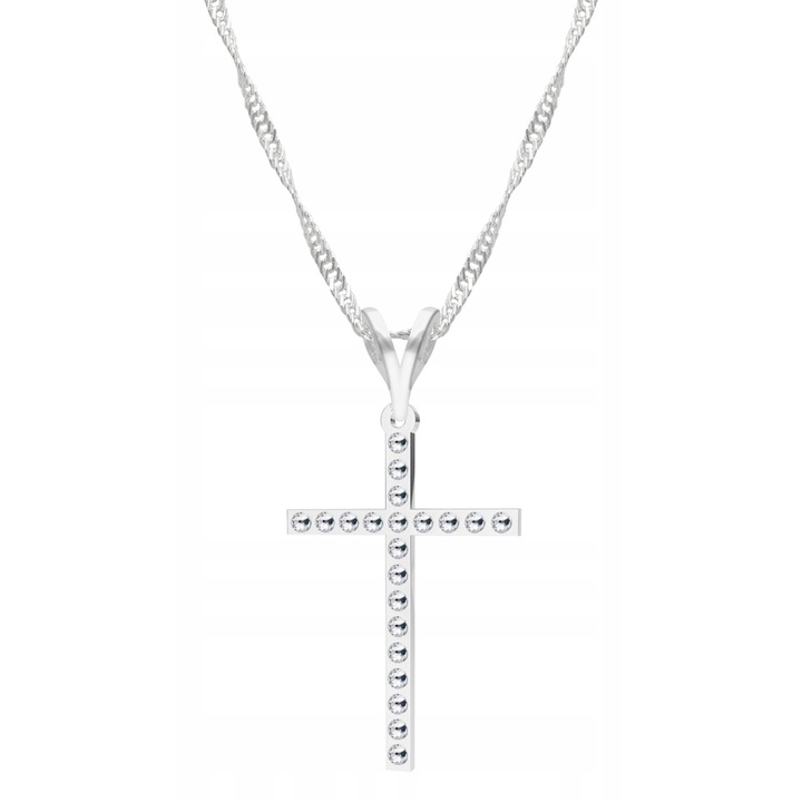 Női nyaklánc, Larezo, Kereszt Talisman, ezüst, 100% ezüst, antiallergén ékszer, 45 cm hosszú, elegáns doboz, elegáns dekoráció, elegáns kiegészítő, ezüst színű