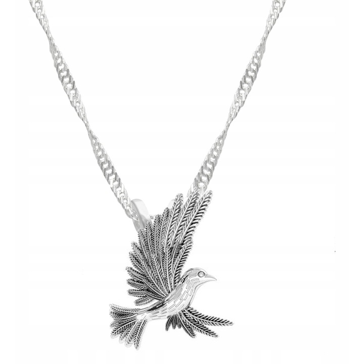 Női nyaklánc, Larezo, Madár Talisman, ezüst, 100% ezüst, antiallergén ékszer, 45 cm hosszú, ajándékdoboz, ideális ajándék, elegáns kiegészítő, ezüst színű
