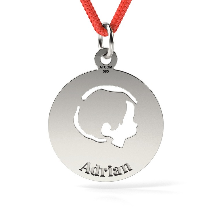 Pandantiv din aur alb cu snur model Chip de baietel