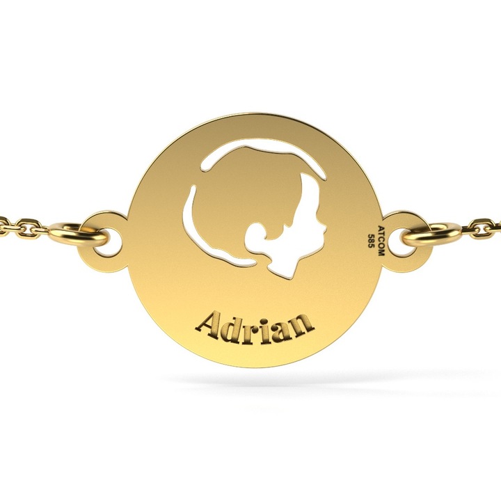 Bratara cu lantisor din aur model Chip de baietel, Galben, 12 mm