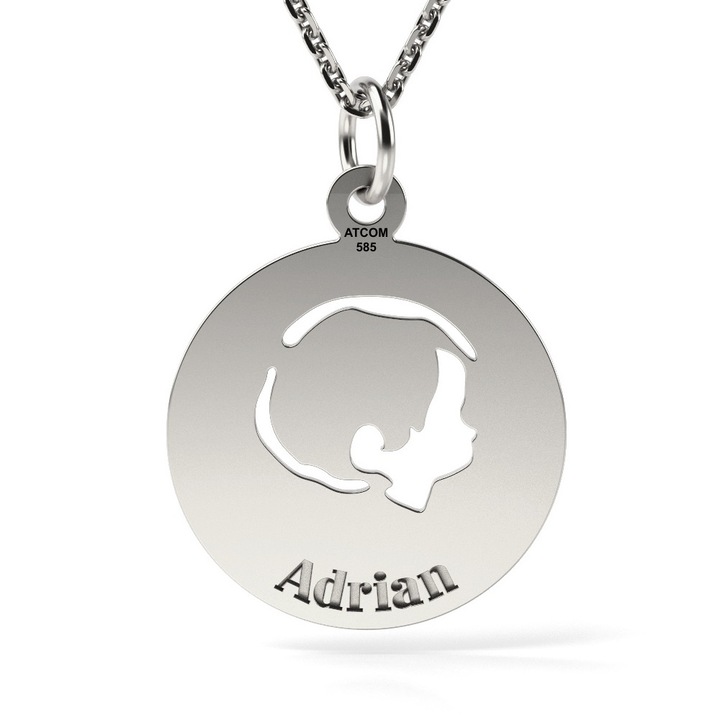 Colier din aur alb model Chip de baietel