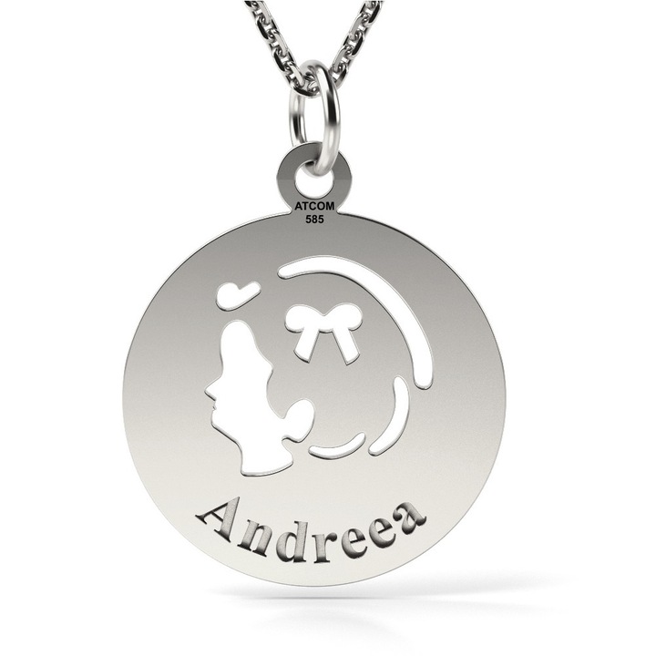 Colier din aur alb model Chip de fetita