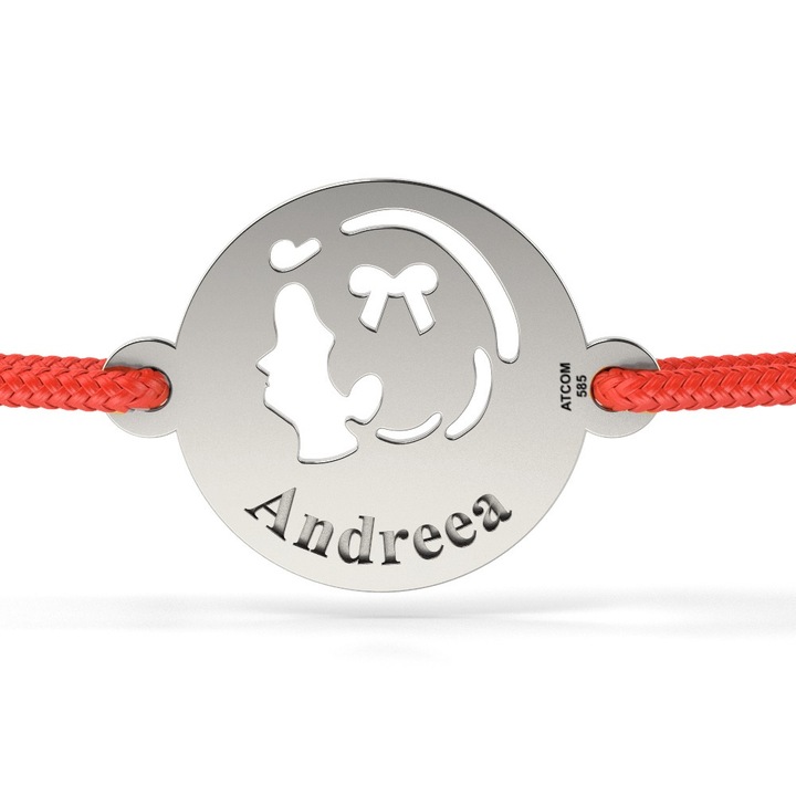 Bratara din aur alb cu snur model Chip de fetita