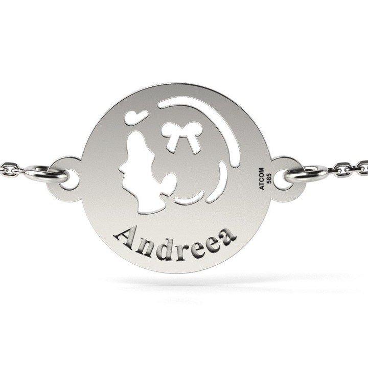 Bratara cu lantisor din aur alb model Chip de fetita