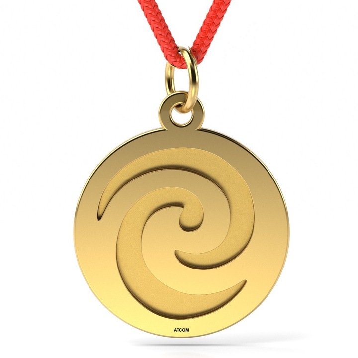 Pandantiv din aur cu snur model Magic Mirage, Galben, 15 mm