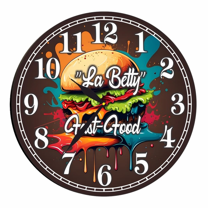 Ceas Fast-Food, Lemn, 40 cm, CMSUV091