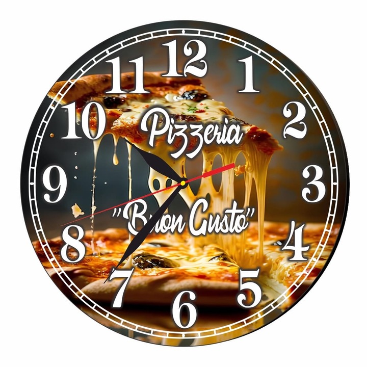 Ceas Pizzerie, Lemn, 40 cm, CMSUV100