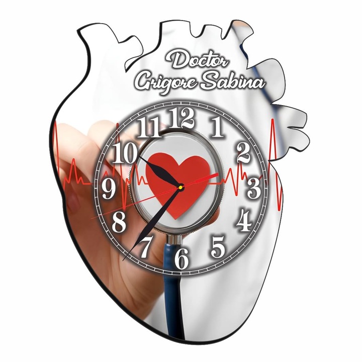 Ceas pentru Cabinet Cardiologie, Lemn, 39×31 cm, CDRUV013