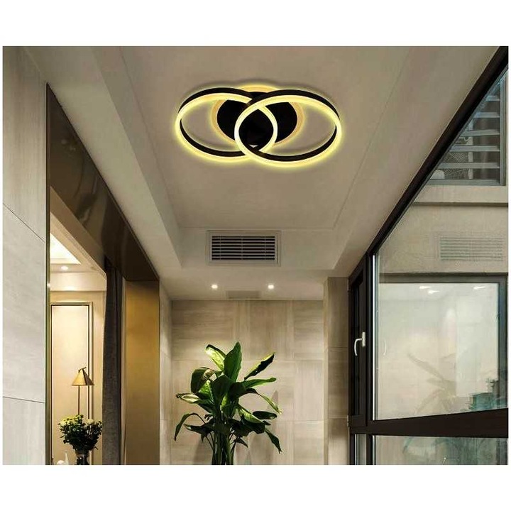 LED полилей JIJU® с 2.4G wifi дистанционно управление светлинен/студен/топъл/неутрален регулируем интензитет, Черен