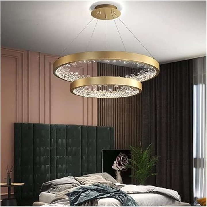 SUEVA® LED златен полилей D40+60cm с 2.4G wifi дистанционно управление 45cm светлина/студено/топло/неутрално регулируем интензитет