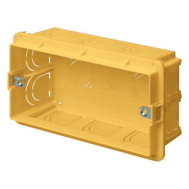 Doza, Cutie de Derivatie, 4 Module, Montaj Incastrat, 118x70x48 mm, Galbena, EC37104 Elettrocanali Italia
