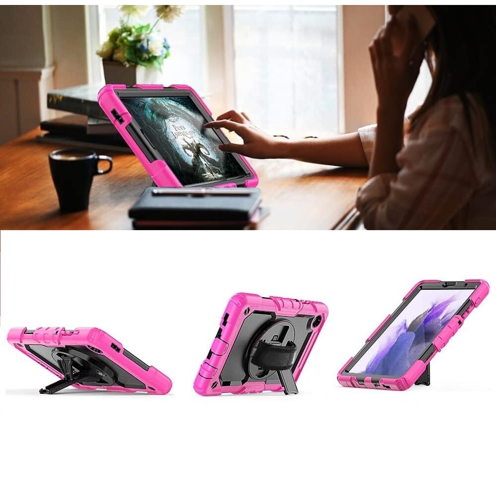 Husa compatibila cu Samsung Galaxy Tab A7 Lite 8,7" cu curea de umar, roz