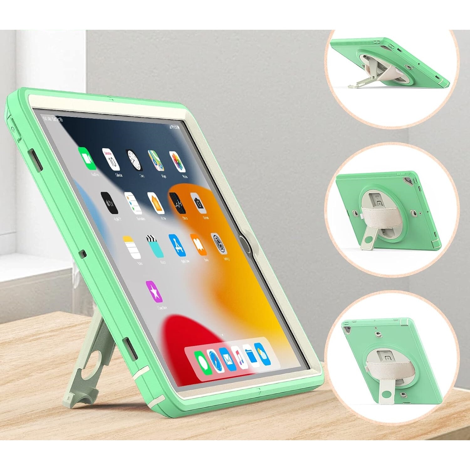 Husa compatibila cu iPad 6/5 9,7" cu suport si curea de umar, verde