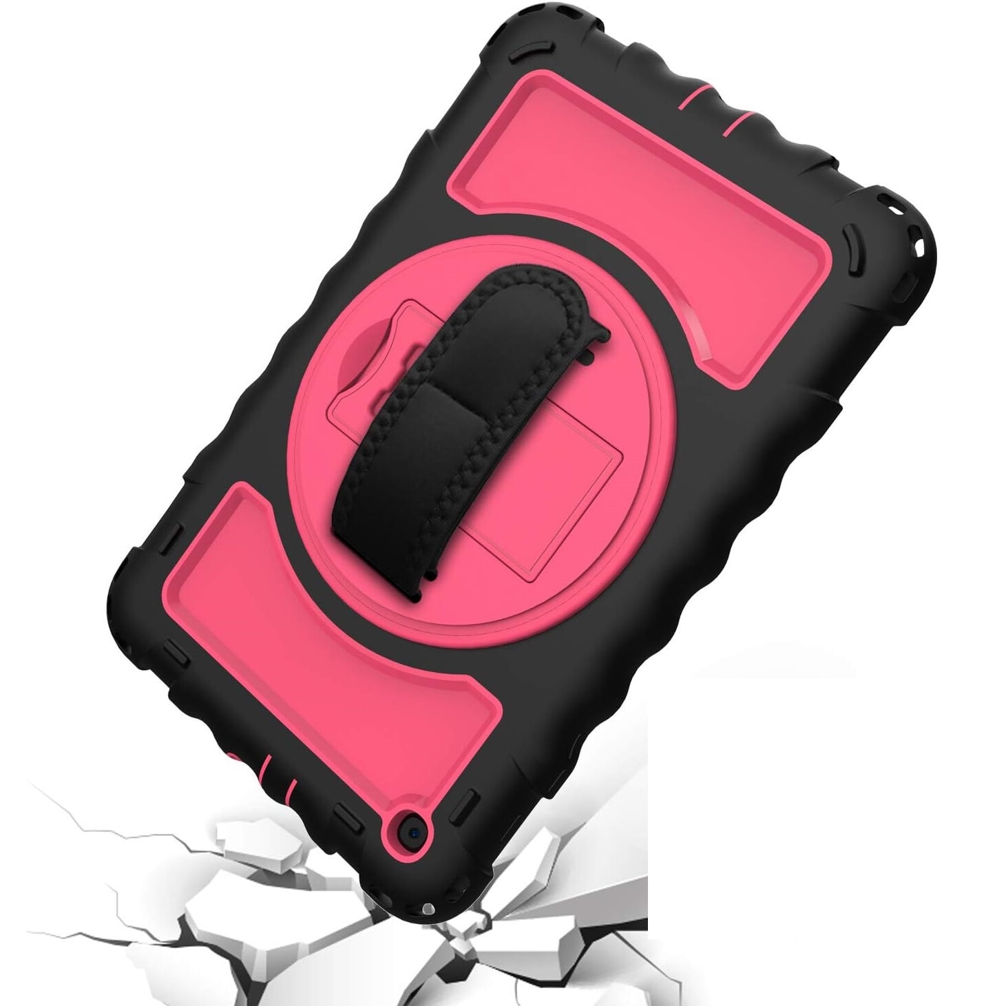 Husa compatibila cu iPad 7 10.2 cu suport si curea de umar, roz