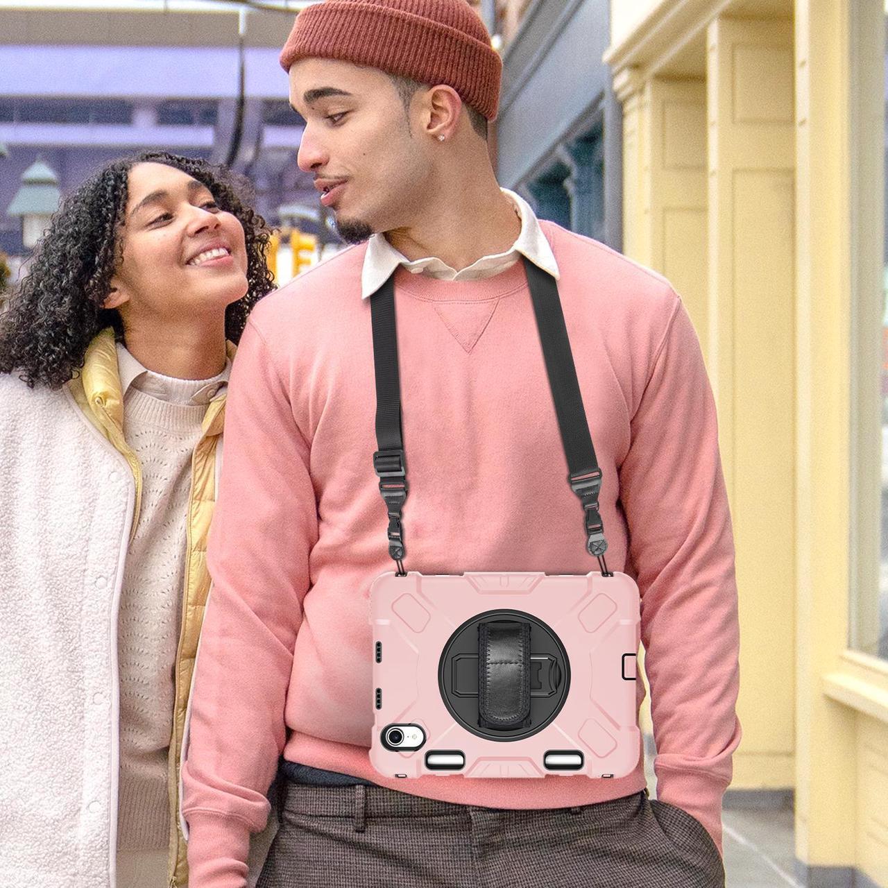 Husa compatibila cu iPad Mini 6 8,3" cu suport rotativ, roz