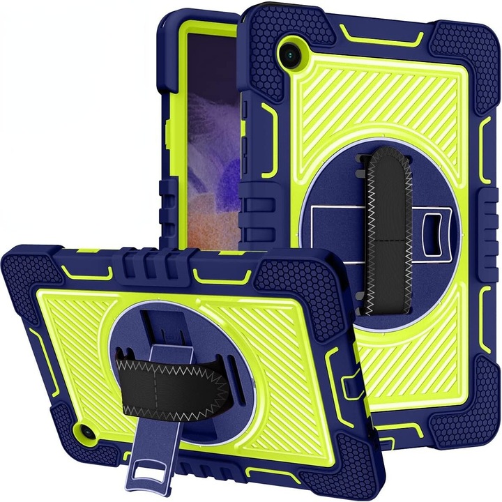 Táblagép tok, Samsung Galaxy Tab A 8.4"-hez, zöld, állvánnyal és állítható pánttal