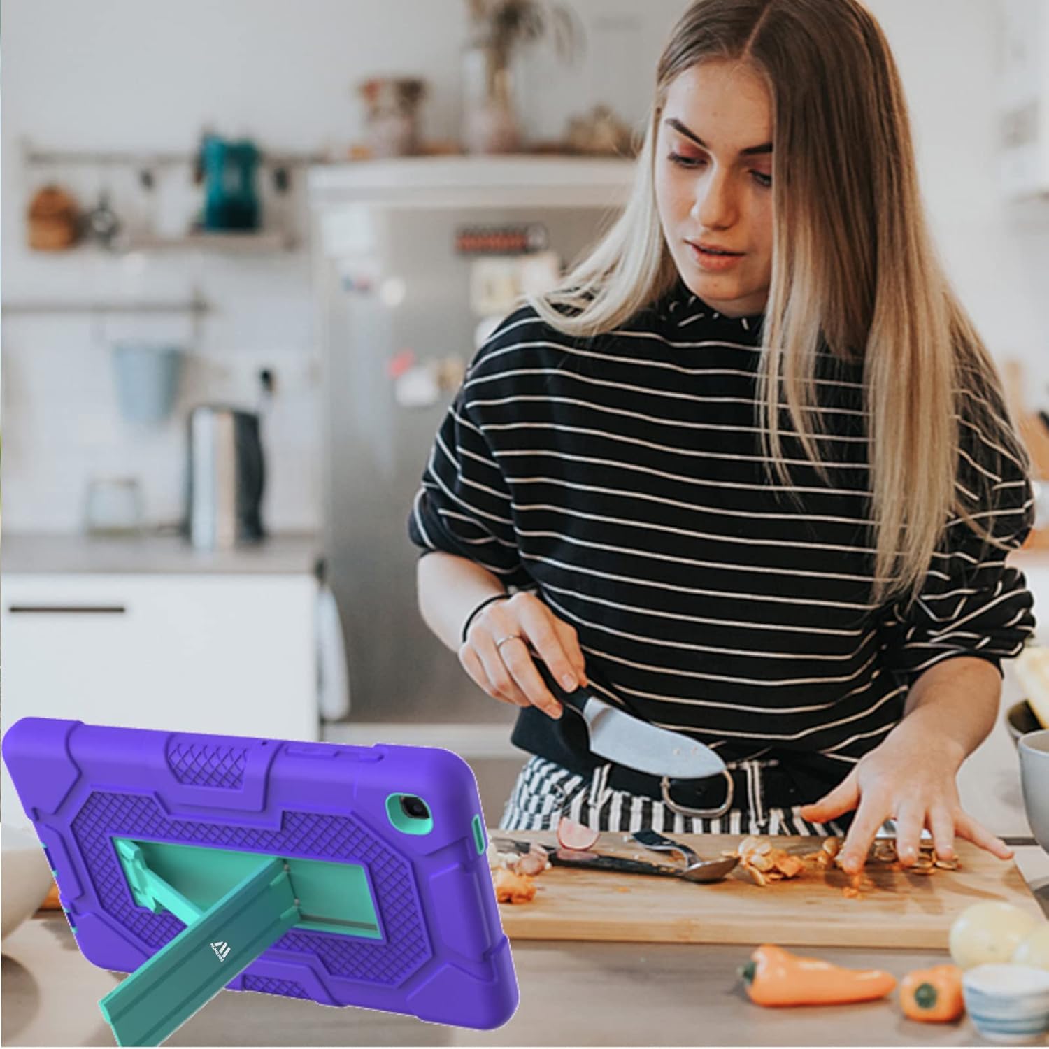 Husa compatibila cu Samsung Galaxy Tab A7 Lite cu suport, violet