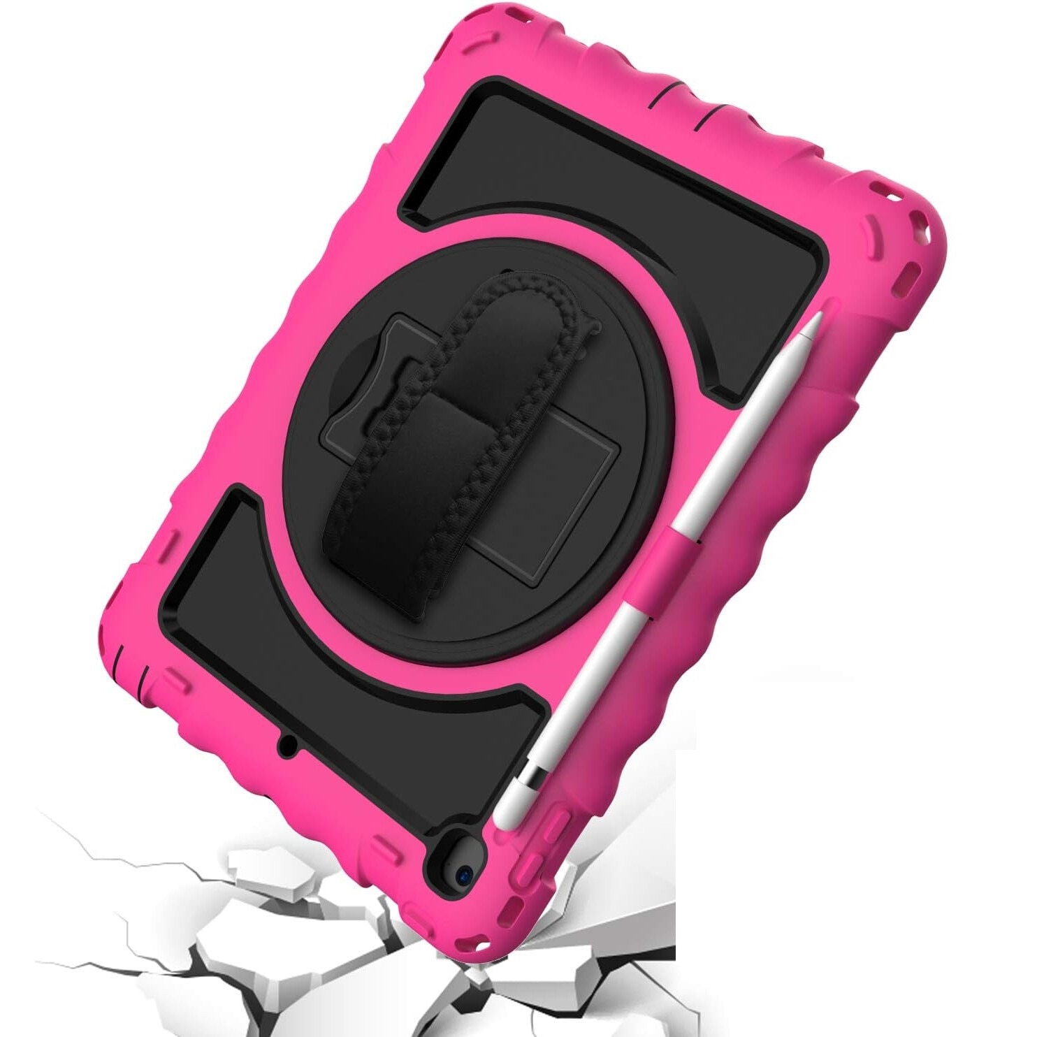 Husa compatibila cu iPad 6/5/Pro 9,7" cu suport si curea de umar, roz