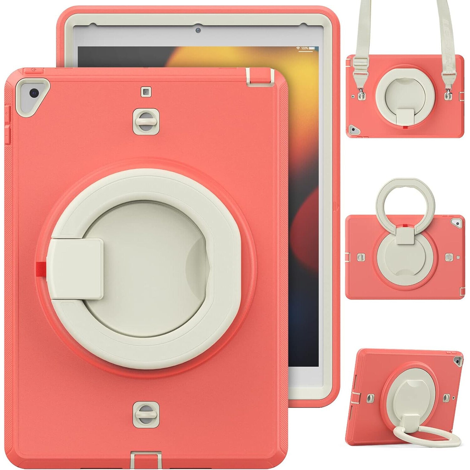 Husa pentru iPad 9/8/7 10,2” cu suport si curea de umar, roz
