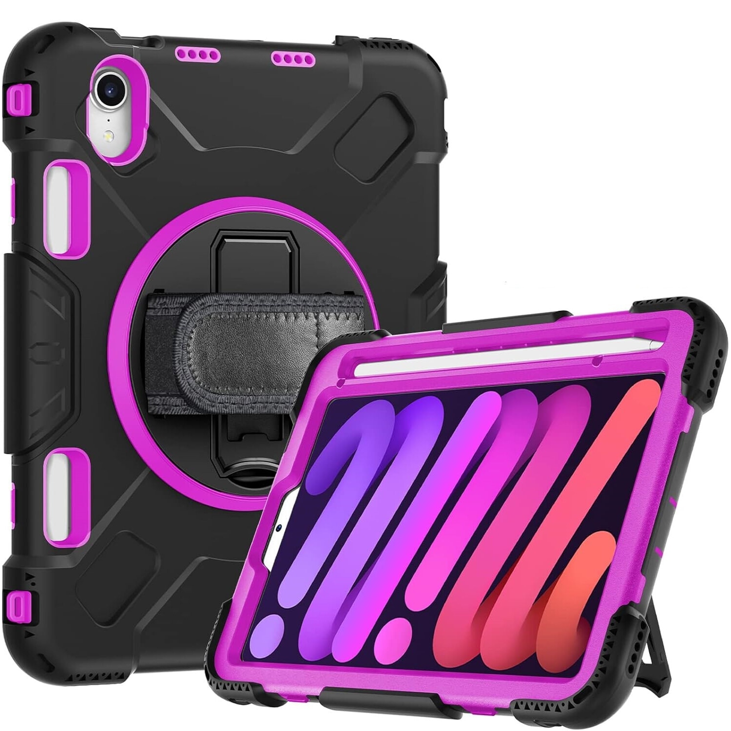 Husa compatibil cu iPad Air 5/Air 4 10.9", 3 straturi, suport rotativ, neagra