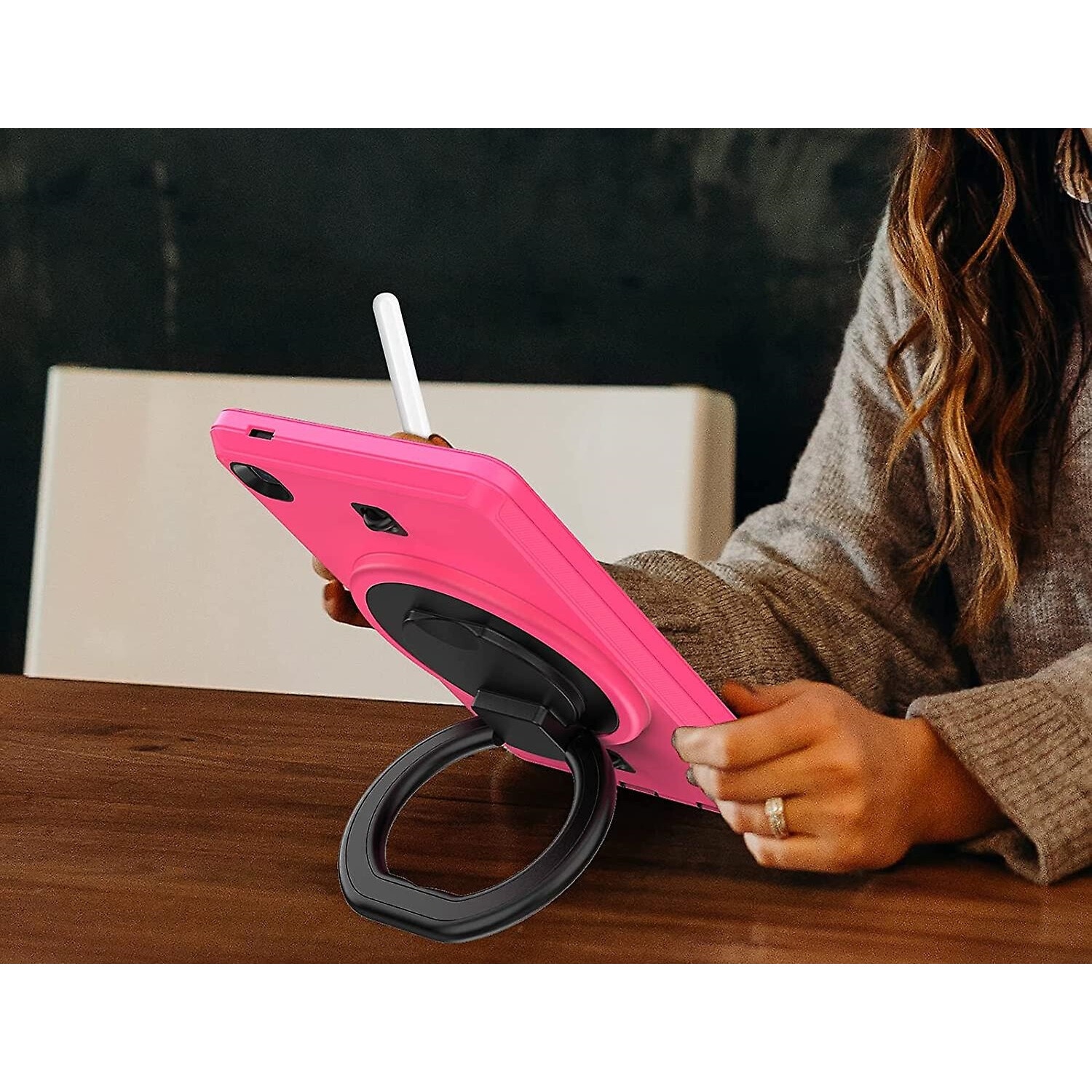 Husa compatibil cu Samsung Galaxy Tab A7 10.4" cu suport rotativ, roz