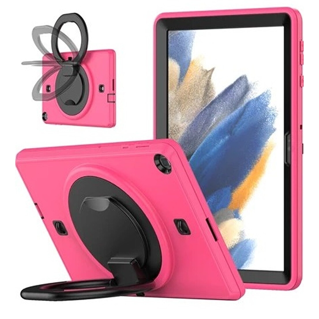 Husa tableta cu suport rotativ, roz, pentru Samsung Galaxy Tab A8 X200, protectie completa