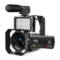 Camera video, 4K, cu microfon rezistent la vant si lumina de umplere, WIFI, telecomanda, ecran tactil, anti-shake, 30 fps, 18x, negru