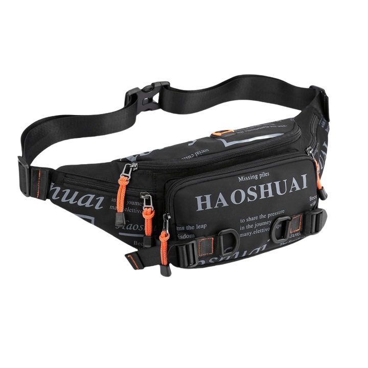 Geanta crossbody pentru barbati, casual si versatila, capacitate mare, nailon, curea de umar reglabila, impermeabila si rezistenta la uzura, calatorie in aer liber, negru