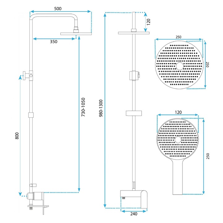 Coloana de Dus Rea Avalon Copper Brush, Alama, Abs, Sistem Anti Calc, 130 cm