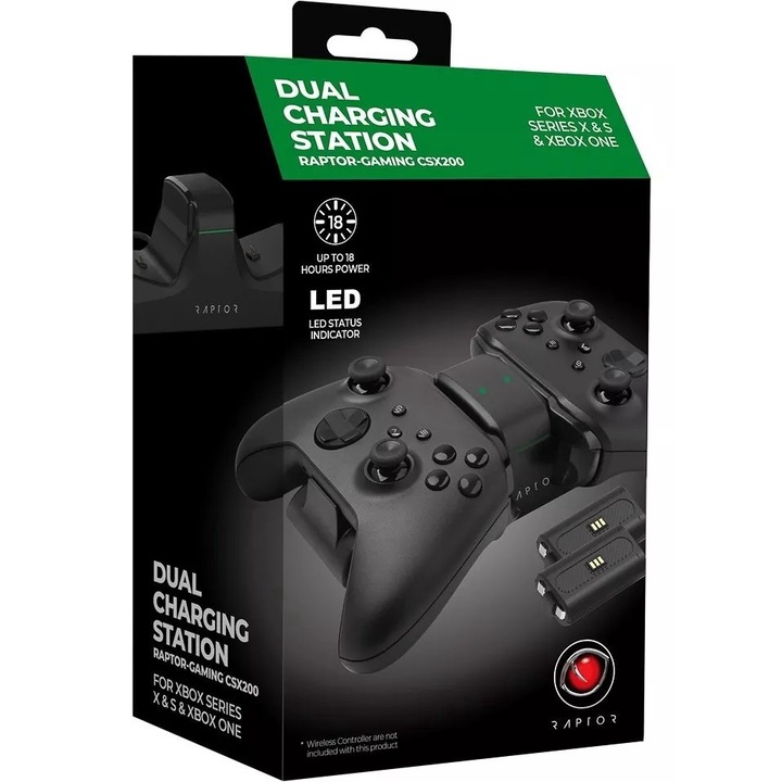 Stand dual cu acumulatori Raptor Gaming CSX 200, pentru controllere XBOX One si XBOX Series