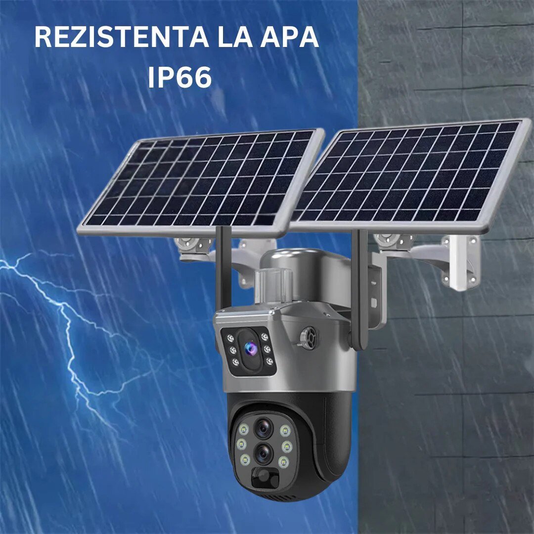 Camera supraveghere Gri 4G 4K ULTRA HD, 8MP, ZOOM 10X, 2 x Panou