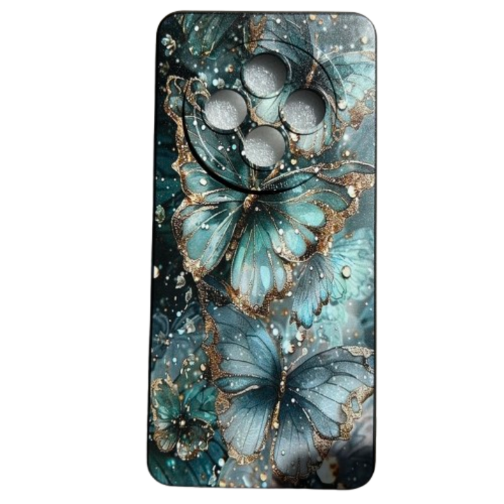 Butterfly Design tok kompatibilis Oppo Reno 12F, Reno 12 FS, Sötétzöld