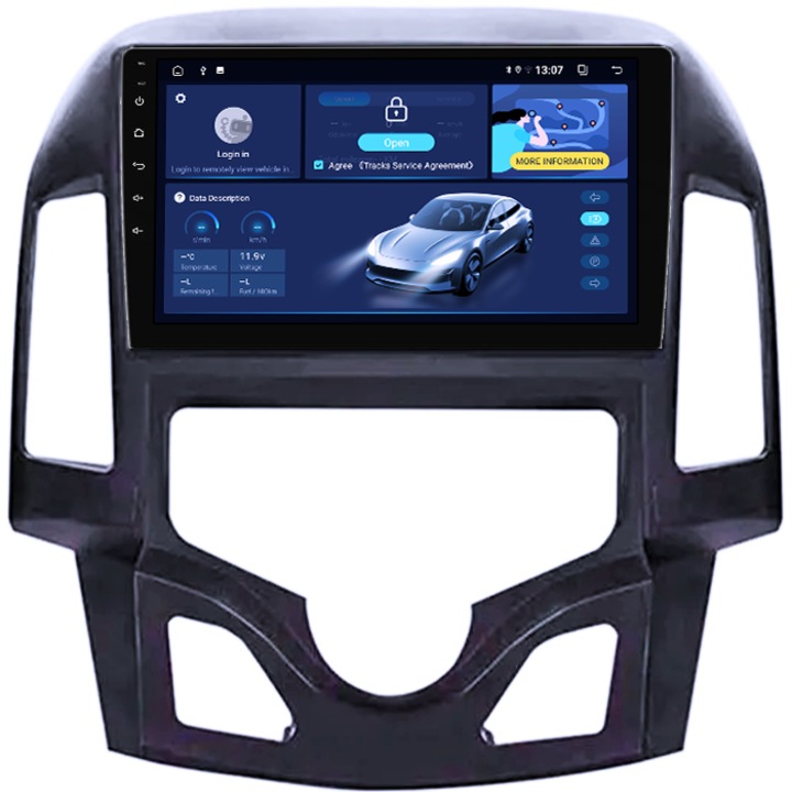 Navigatie dedicata Hyundai i30 2007-2012, 4GB RAM 64GB ROM, Quad Core, Display 9" QLED, Carplay, Android 14, Bluetooth, Magazin Play, Suport Camere AHD