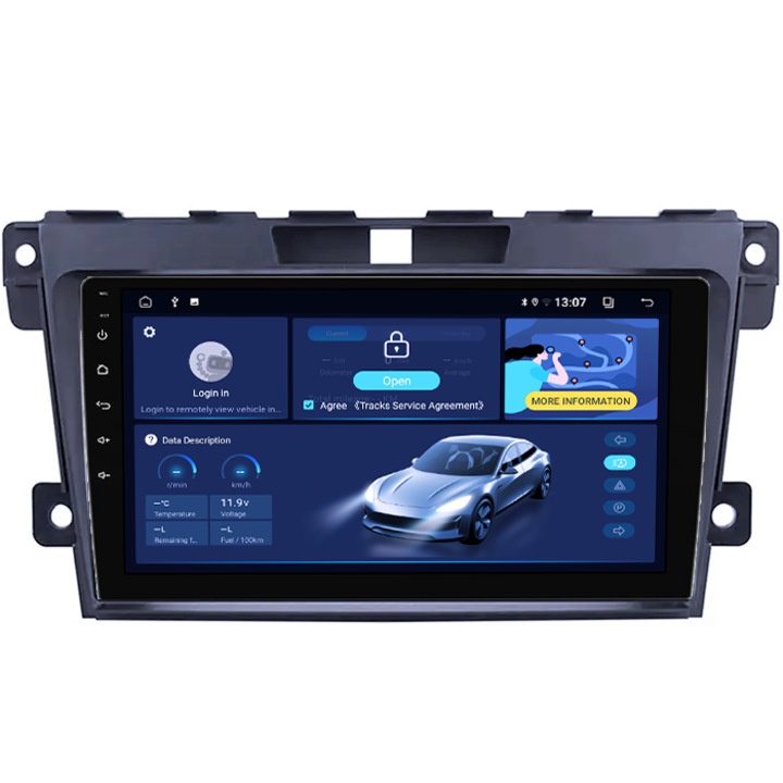 Navigatie dedicata Mazda CX-7 2008-2015, 4GB RAM 64GB ROM, Quadcore, Android 14, Display QLED 1K 9", DSP, Carplay&Android Auto, Suport camere AHD