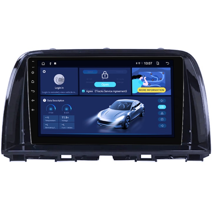 Dedikált navigációs rendszer, Mazda CX-5 2012-2015-höz, 4 GB RAM 64 GB ROM, négymagos, 9" QLED kijelző, Carplay, Android 14, Bluetooth, Play Áruház, AHD kamera támogatás