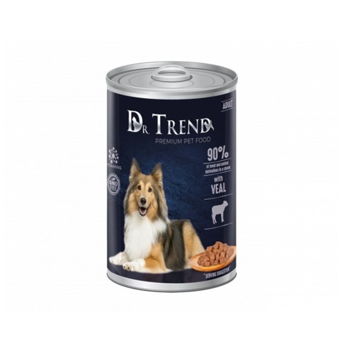 Conserva hrana umeda pentru caini adulti, DR. TREND, Vitel in sos, 400g