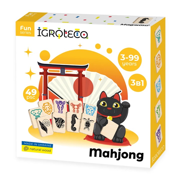 Fa Mahjong játék gyerekeknek, 49 db
